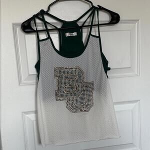 Chic Green and White Mesh Tank Top